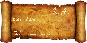 Kohl Ádám névjegykártya